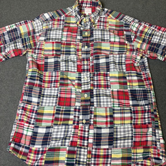 Brooks Brothers Other - Brooks Brothers 346 Mens Patchwork Madras Plaid Short Sleeve Button Down Shirt M
